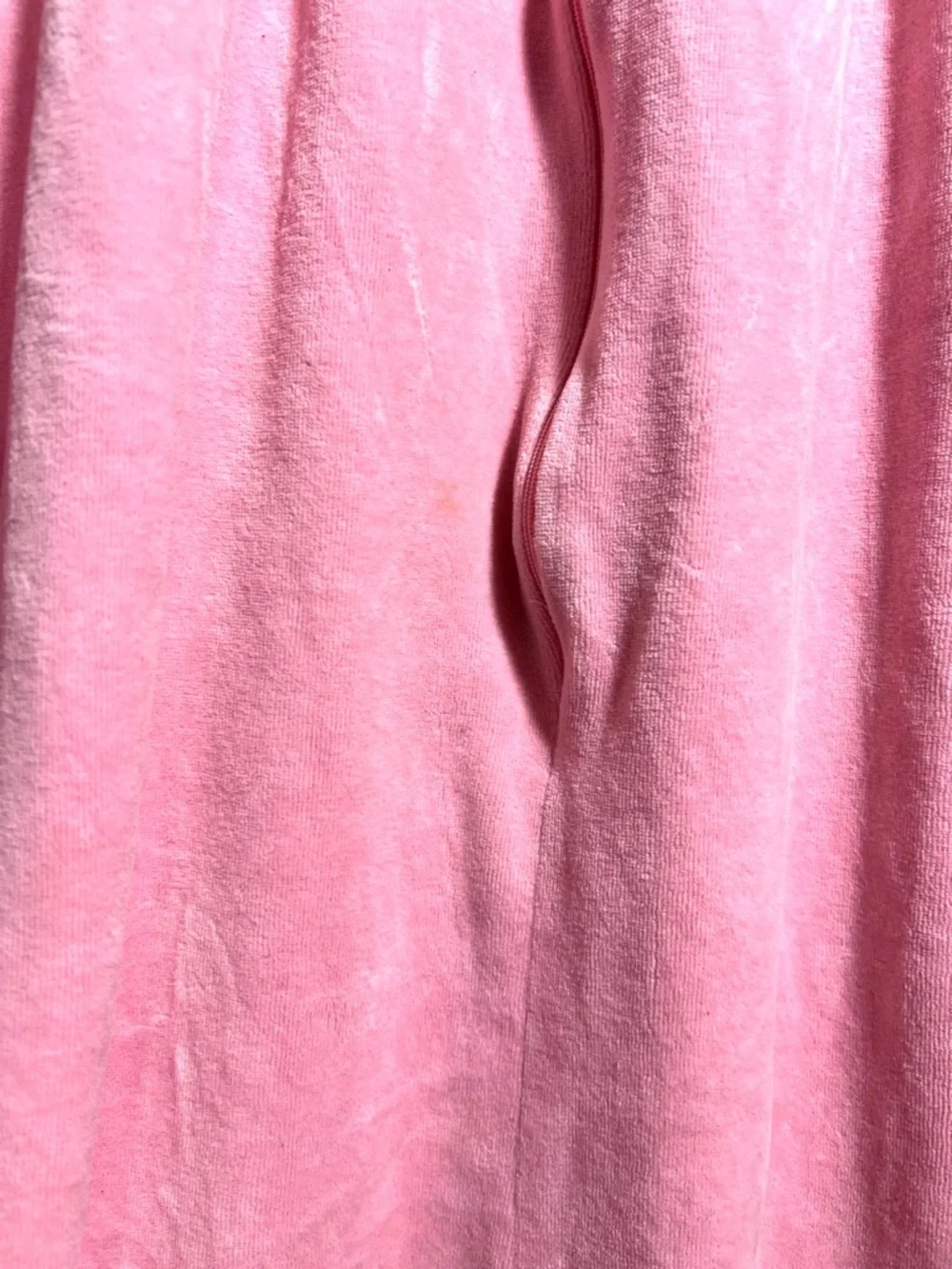 Vintage Robes of California Small  Pink Velour House Dress Embroidered 1/2 Zip